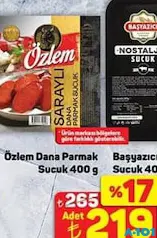 ÖZLEM DANA PARMAK SUCUK 400 G